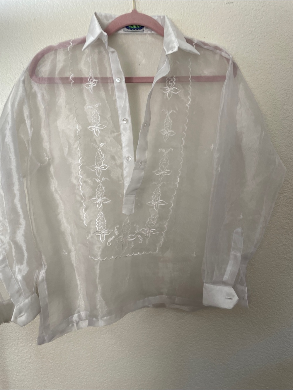Sheer White Embroidered Women's Blouse evening wear holiday 14 Sz 20x25